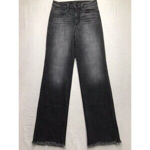 JOES Mia Wide Leg Jean Women 27 (28x33) Faded Black Gray High Rise Fray Hem